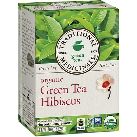 TRADITIONAL MEDICINALS Thé vert bio Hibiscus 16 sachets de thé
