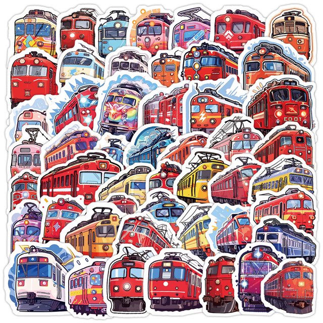 Paquete de pegatinas para motores de tren, 50 unidades, coloridas, de vinilo para locomotoras