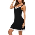 thumbnail image 4 of Defitshape Women's Sexy Sleeveless Sleep Dress Soft Lace Pj Shirt Summer Comfy Deep V Neck Open Back Short Nightshirt Sleepwear Black Medium, 4 of 4