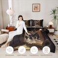 thumbnail image 3 of Homewish Skull Skeleton Full Size Comforter Sets,Halloween Themed Bedding Comforter Set,Brown,Black Reversible,3pcs,1 Comforter and 2 Pillowcases, 3 of 7