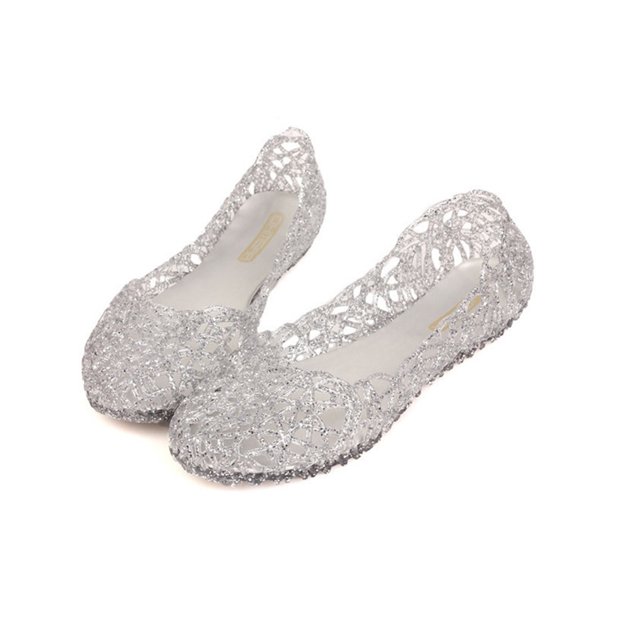 Guardurnaity 1 par de sandalias de mujer, zapatos de gelatina transpirables informales de verano de cristal a la moda, calzado de malla de compras para Calzado Tamaño 37 Plata Guardurnaity AP012373-07