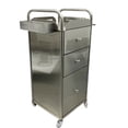 thumbnail image 4 of Mobile Barber Cabinet Multi-functional Beauty Salon Trolley Cart 3 Drawers Tool Storage Cabinet with Side Tray and 7 Slots, 4 of 7