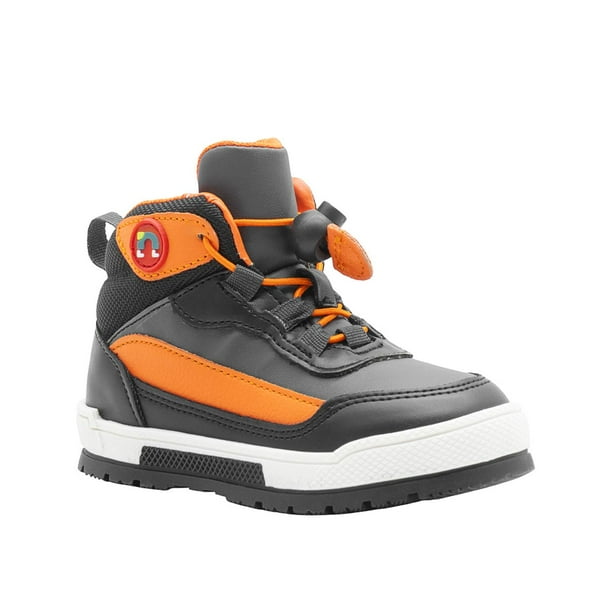 Tenis Bota Para Niño Casuales Cómodos Color Negro Naranja negro 13