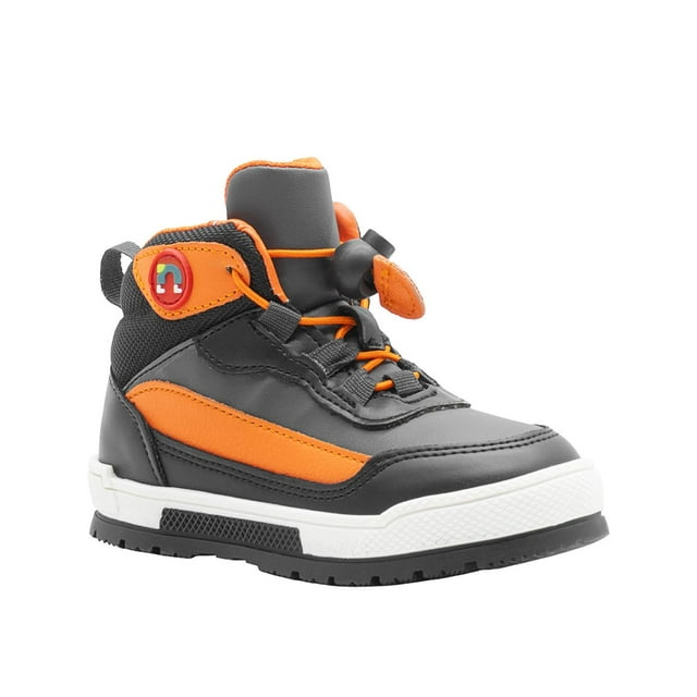 Tenis Bota Para Niño Casuales Cómodos Color Negro Naranja negro 14.5