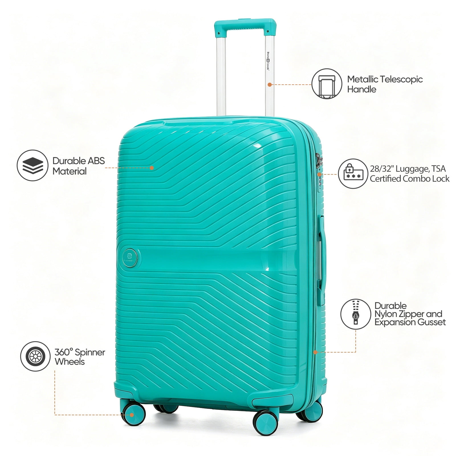 4 Piece Expandable ABS Luggage Set 13"+20"+28"+32", Hard Shell Spinner Suitcases with TSA Lock, Lightweight Travel Suitcase for Family Trip DK GREEN