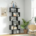 thumbnail image 2 of HOMCOM 76" 6-Tier Wooden Bookcase S Shaped Storage Display Shelf, 2 of 10