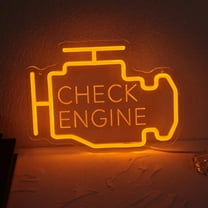 UPONRAY Check Engine Neon Signs, 11.8'*8.6' Dimmable & USB-Powered LED Neon Light, Stylish Wall Decor for Man Cave, Garage, Workshop(Engraved Letters)