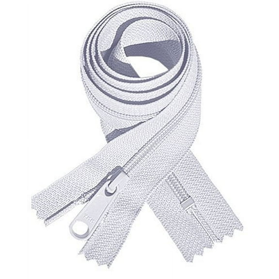 Zipperstop Wholesale Authorized Distributor Ykkâ® #4.5 Handbag Zipper 18" Inch With Extra-Long Pull Slider ~ Closed Bottom ~ White (5 Pieces)