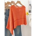 thumbnail image 2 of Top Tejido Calado Naranja, Cuello Barco, Estilo Verano Casual, 2 of 30