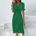 thumbnail image 2 of Womens V Neck Long Sleeve Fall Dresses Beach Dresses For Women Spring Summer Elegant Wrap V Neck Floral Boho Dress Flowy Ruched Hawaiian Maxi Dress Green, 2 of 5
