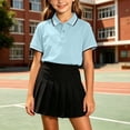 thumbnail image 4 of CQONEPT Boys Henley Short Sleeve Shirt Summer Cotton Collared T Shirt Toddler Casual School Uniform Dress Shirts Light Blue M, 4 of 6