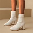 thumbnail image 4 of Willtoo Ankle Boots for Women Chunky Block Heel Boot Stretchy Breathable Knit Sock Booties for Fall Slip On Comfortable Winter Bootie 2026 Trendy, 4 of 4