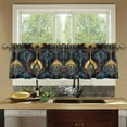 thumbnail image 4 of Yayeee Kitchen Curtains Tier Set of 2 Light Filtering 57"x36" Over Sink Window Panels, Navy Blue Art Pattern, 4 of 7