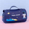 thumbnail image 1 of Estuche para lápices de gran capacidad con dibujos animados, linda bolsa de papelería portátil, astronauta verde, 1 of 5