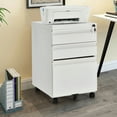 thumbnail image 2 of Topcobe 3-Drawer Mobile File Cabinet Stee with Lock for Home Office, Rolling Storage Organizer with Drawers, White, 2 of 12