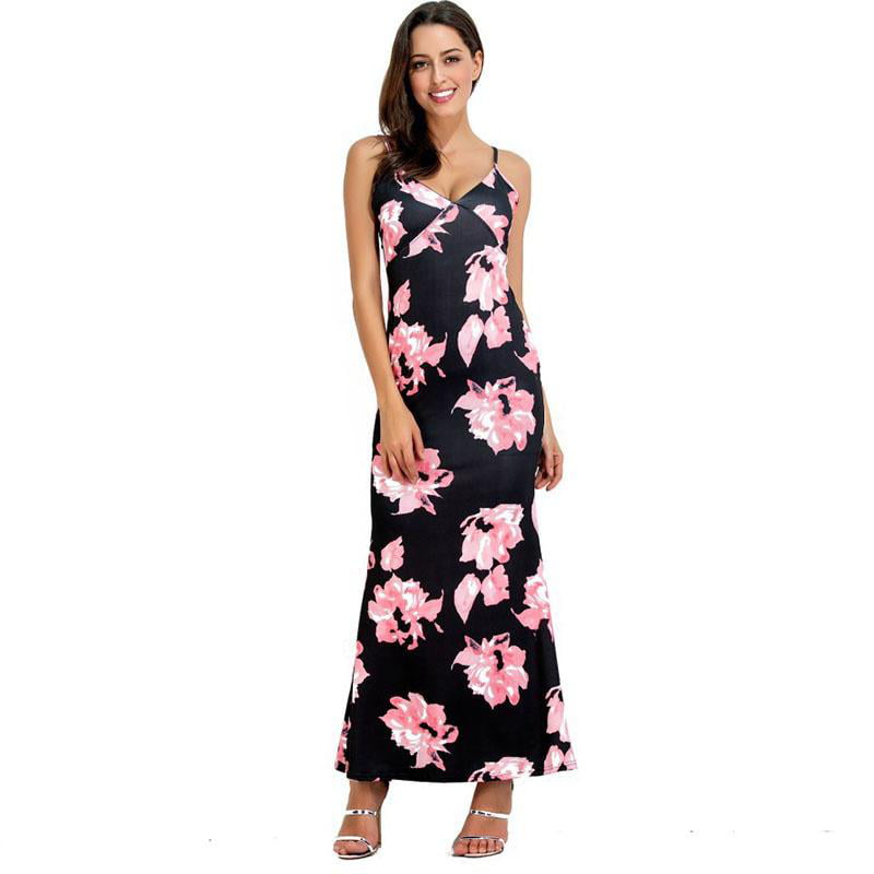 Eolgo Womens Summer Print Boho Style Long Maxi Dress Evening Party Beach Floral Sundress