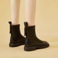 thumbnail image 5 of Bnwani Women Boots Footwear New Winter Fashion Toe Zipper Flat Mid-Calf Fleece Leather Boot Black Size 4.5, 5 of 8