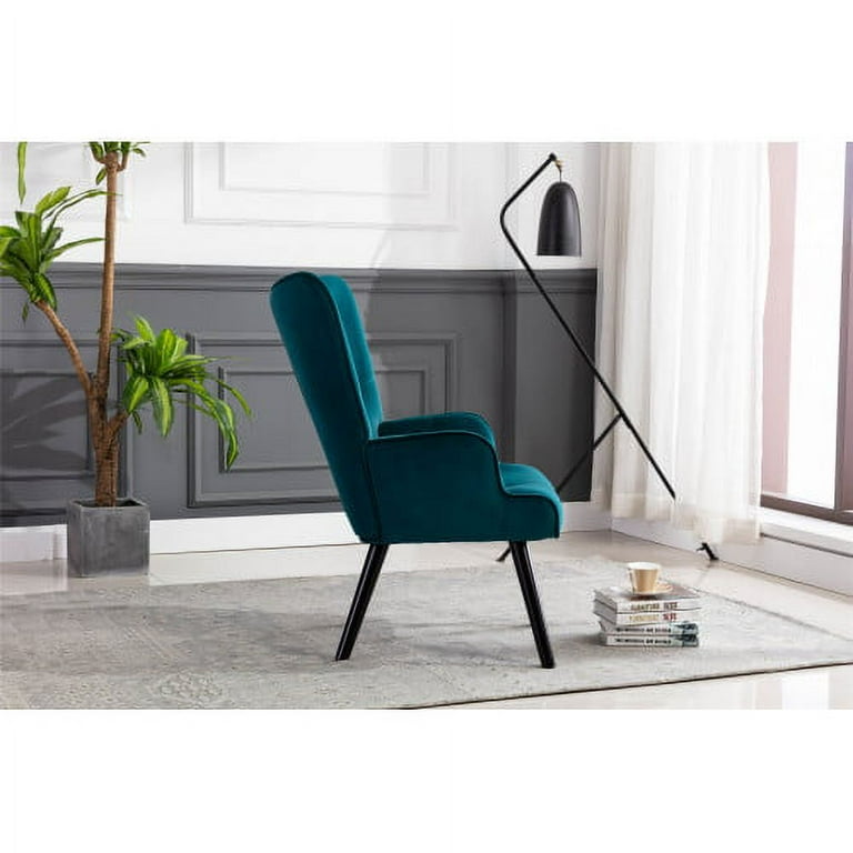 Dark teal velvet store accent chair