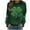 Green, variant on AUNVITO Womens St Patricks Day Sweatshirts Shamrock Clover Print Shirts Casual Irish Lucky Leaf Long Sleeve Pullover Tops