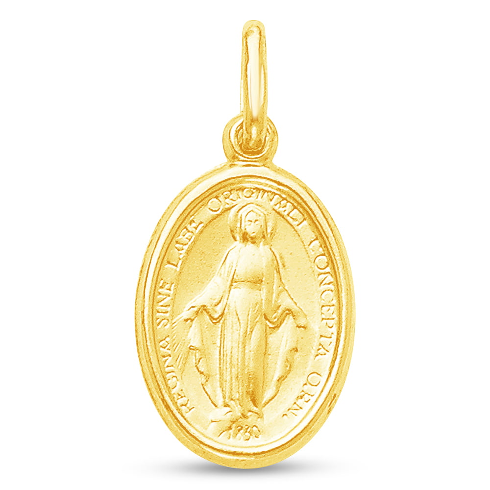 16 Religious French brass necklace chain with medal pendant charm medallion of the Holy Family.
