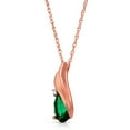 thumbnail image 2 of Galaxy Gold 14K Solid Rose Gold 24" Necklace with Natural Diamonds and Lab-Grown Pear Shape Emerald, 14"-24" Sizes, May Birthstone, Symbol of Renewal, 2 of 6
