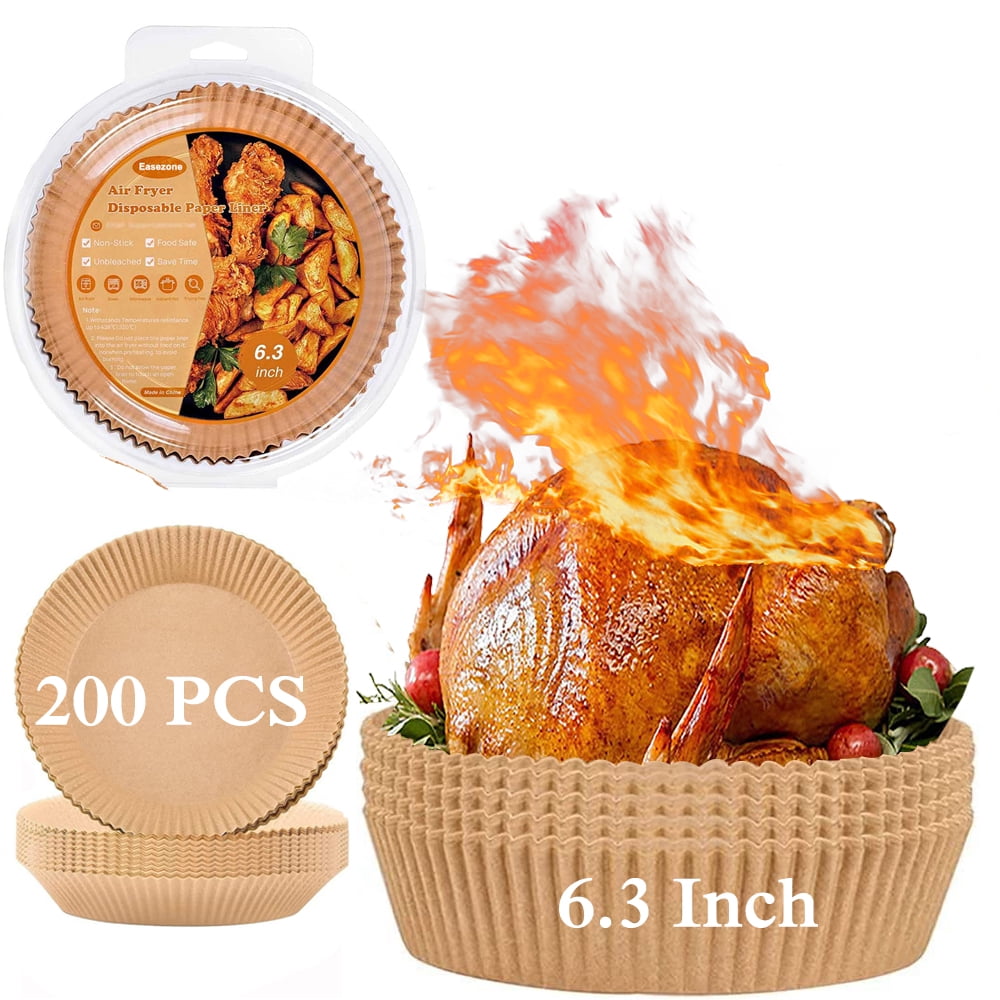 200PCS Air Fryer Disposable Liner, 6.3'' Air Fryer Parchment liner with Disposable Glove and Food Tong Oil-proof,Water-proof, Parchment Liner