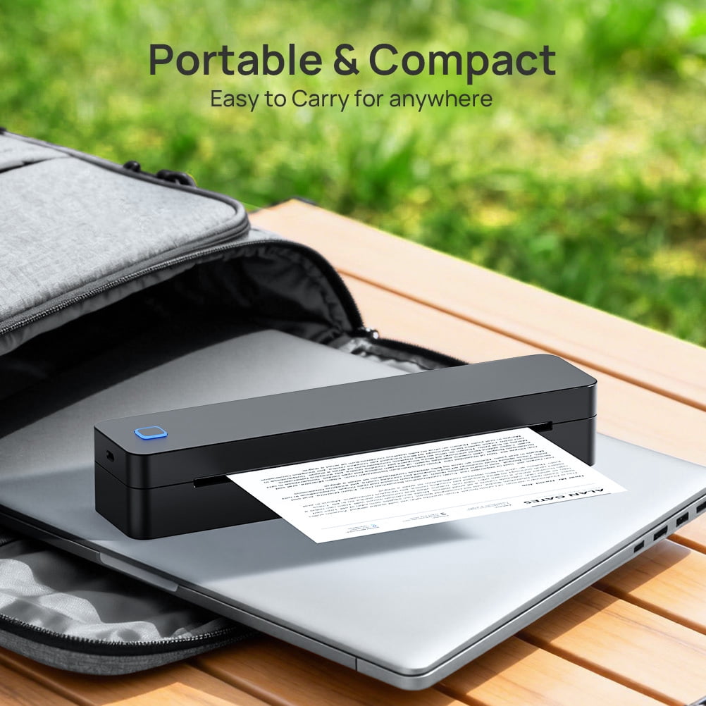 D830B Wireless Thermal Printer Portable for Travel Office School Includes 1 Paper Roll Supports A4 Letter Ink-Free iOS Android Laptop