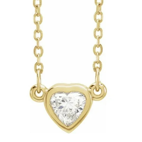 Pompeii 3/8ct Bezel Solitaire Heart Shape Diamond 14K Yellow Gold Lab Grown Necklace