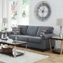 HomeStock Old World Opulence Padded Rolled Arm Two Pillows Sofas, Blue Color, 37"D x 82"W x 36"H, Linen Upholstery Fabric Type, 3 Seating Capacity,