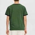thumbnail image 5 of Momasggi Striped T Shirts for Men Henley Shirt Summer Short Sleeve Button Crew Neck Tshirts Dressy Casual Business Work Tops Army Green 3XL, 5 of 7