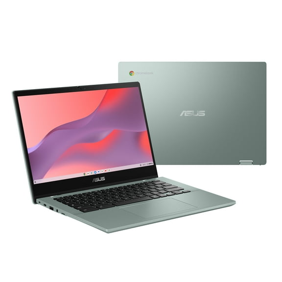 Pre-Owned ASUS Chromebook Flip, 14" FHD Touch, MediaTek Kompanio 520, 4GB RAM, 64GB eMMC, Gray Green, CM1402FM2A-WS44FT