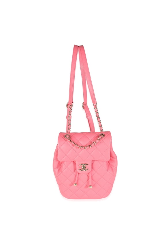 Pre-Owned ChanelPink Quilted Caviar Drawstring Backpack