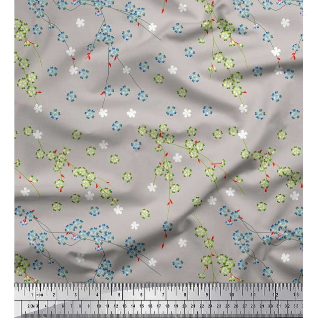 Soimoi Poly Georgette Fabric Flower Artistic Print Fabric by Yard 52 Inch Wide