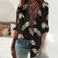 thumbnail image 2 of ZHUASHUM Womens BlousesFloral Printing Button Down Shirts Stand Casual Long Sleeve Blouses Tops,S Black, 2 of 6