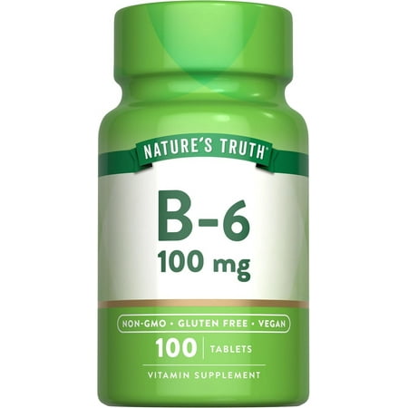 Nature s Truth B6 Vitamin 100mg | 100 Tablets | Vegan  Non-GMO & Gluten Free