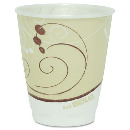 Plastic Trophy Cups - SOLO Cup Company Symphony Design Trophy Foam Hot/Cold Drink Cups, 8 oz., Beige, 100/Pack