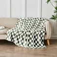 thumbnail image 5 of Checkered Blanket Flannel Throw Blankets Soft Cozy Checkered Grid Print Chessboard Gingham Pattern Blankets for Bed Sofa Couch for All Seasons（Dark Olive, 50"×60"）, 5 of 6