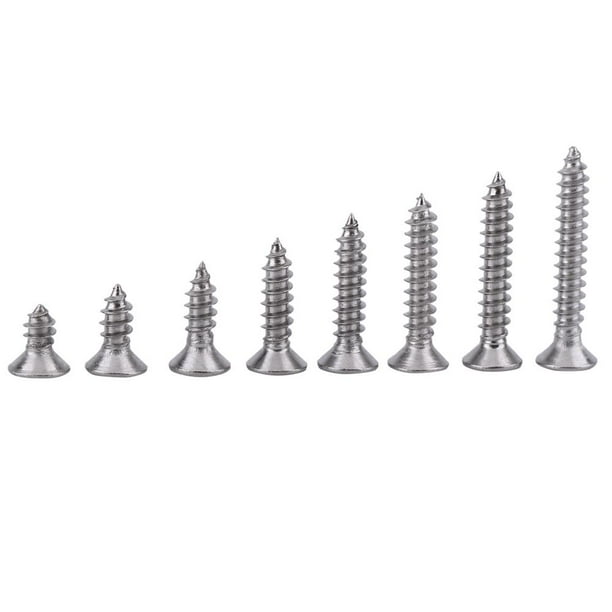 FAGINEY 200pcs M3 Stainless Steel SS304 Pan/Flat Head Selftapping Screws Assortment, Wood Screw