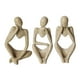 thumbnail image 2 of 3 piezas de estatuas de personas pensantes, esculturas, adornos de mesa, arte moderno coleccionable, hecho a mano Marrón, 2 of 9
