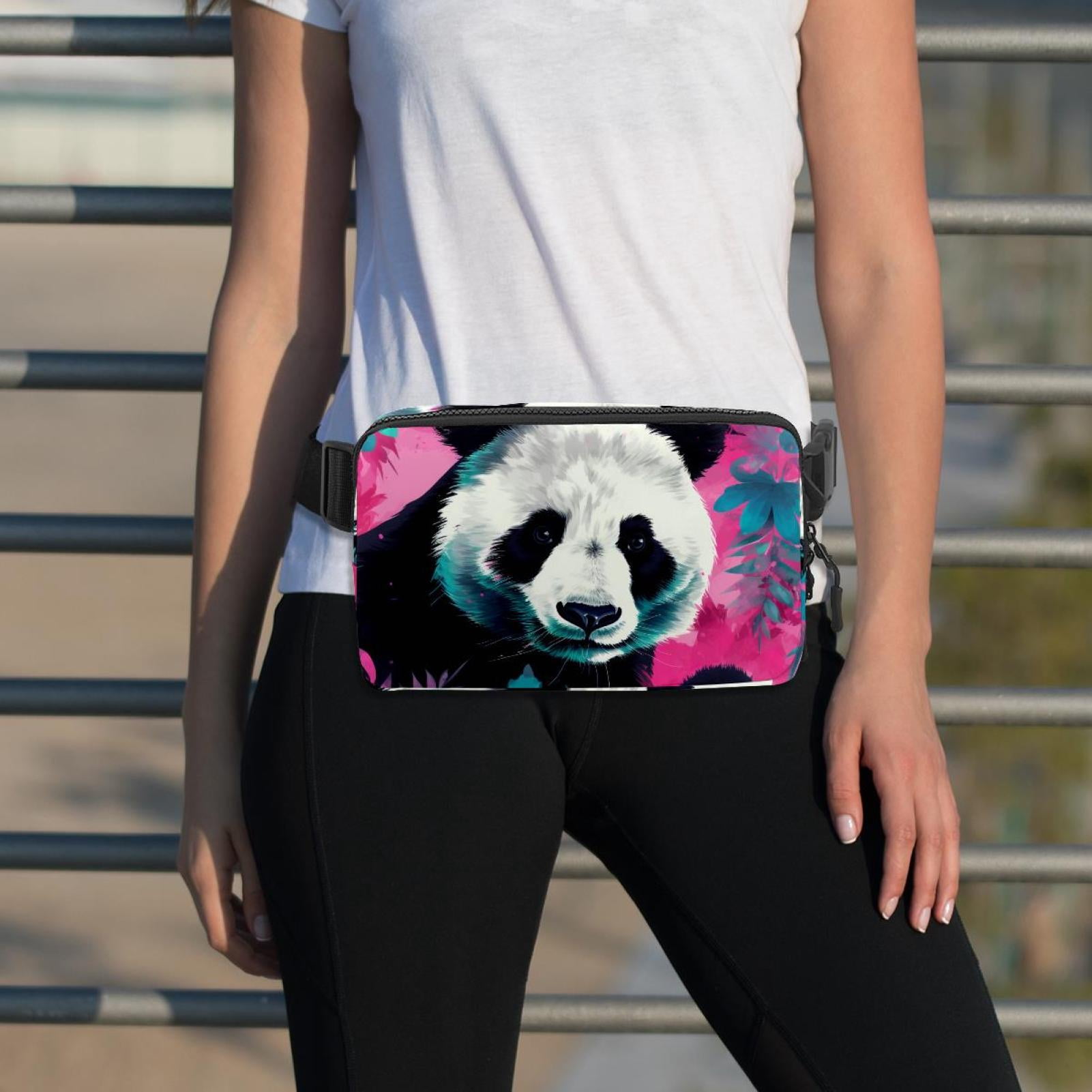 Panda Lightweight Adjustable Cross Body Bag with Extension Strap, Unisex Waist Packs Money Belt Fanny Packs