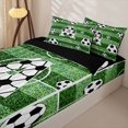 thumbnail image 3 of Homewish Letter A Monogrammed Zipper Twin Comforter Sets with Fitted Sheet and 2 Pillowcases,Green White Black Zipper Bedding Set For Soccer Lovers,Black Reversible,4-Piece, 3 of 7