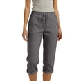 thumbnail image 4 of MLQIDK Pedal Pushers for Women Dressy Casual Drawstring Lounge Pants Elastic Waist Knee Length Capris Trendy Summer Crop Capri Pants with Pockets Dark Gray S, 4 of 6