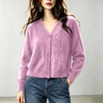 thumbnail image 3 of ABSUYY Womens V Neck Fuzzy Cardigan, Cropped Button Down Knit Jacket, Soft Lightweight Sweater Top,Size L, 3 of 5