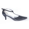 thumbnail image 6 of Ferwind Women's Kitten Heel T-Strap Sandals Polka-dot Assorted Colors Adult Polka-Dot Black  8, 6 of 7