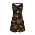 thumbnail image 3 of Summer Saving Wycnly Womens Dresses Sleeveless Round Neck Floral Mini Summer Dress Casual Flowy Swing T Shirt Dresses Pocket Tank Dresses Brown Up to 65% off, 3 of 4