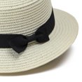 thumbnail image 5 of Women's Straw Boater Sun Hats, Flat Top Wide Brim Sun Hat with Black Bow Ribbon, Foldable Beach Hat for Daily Outdoor, 5 of 5