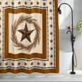 thumbnail image 2 of Village Stars Shower Curtain, Brown Khaki Western Texas Star Wheat Ears Waterproof Shower Curtain Set with 12 Hooks Lightweight Bath Curtains Fabric Bathroom Decor 36x72 Inches, 2 of 9