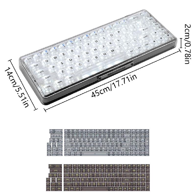 ZPAQI Crystal Transparent PC Keycaps OEM 115 Keys for MX Switcher Keyboards