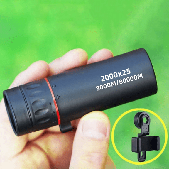 2000x25 Monocular Long Reach Night Range 12X HD Magnification Monocular Camping Hunting Accessory Powerful Mini Phone Telescope