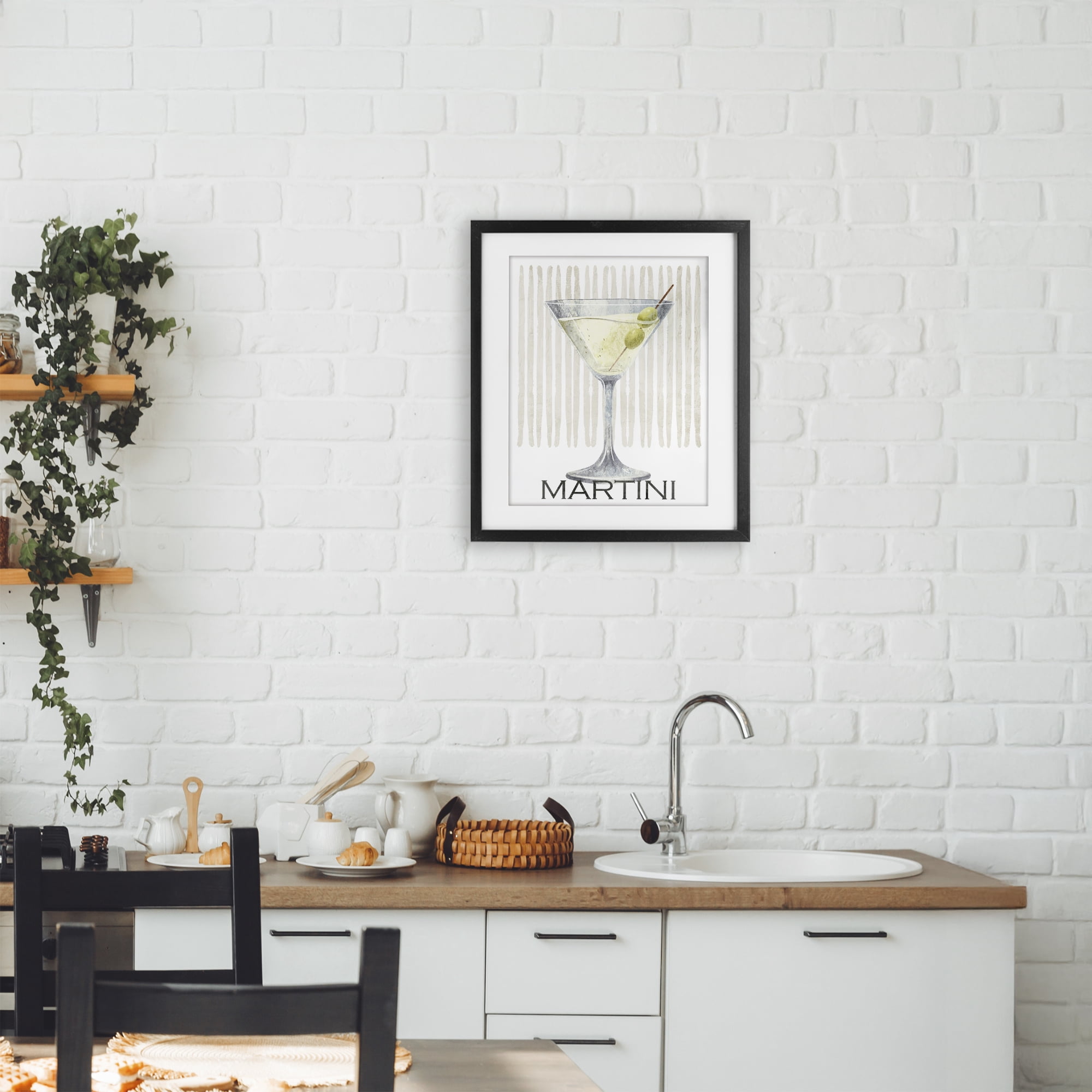 Stupell Industries Subtle Martini Drink Black Framed Print Under Glass, design by Kim Allen